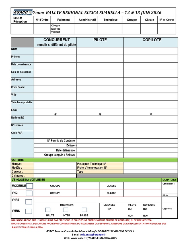 Bulletin d'engagement 2026